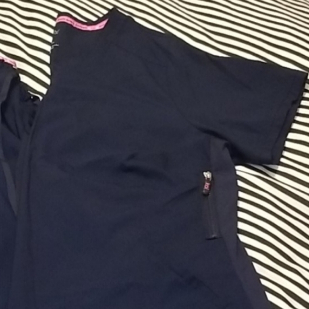 EUC - Koi Lite Navy pinstripe scrubs **Top only**